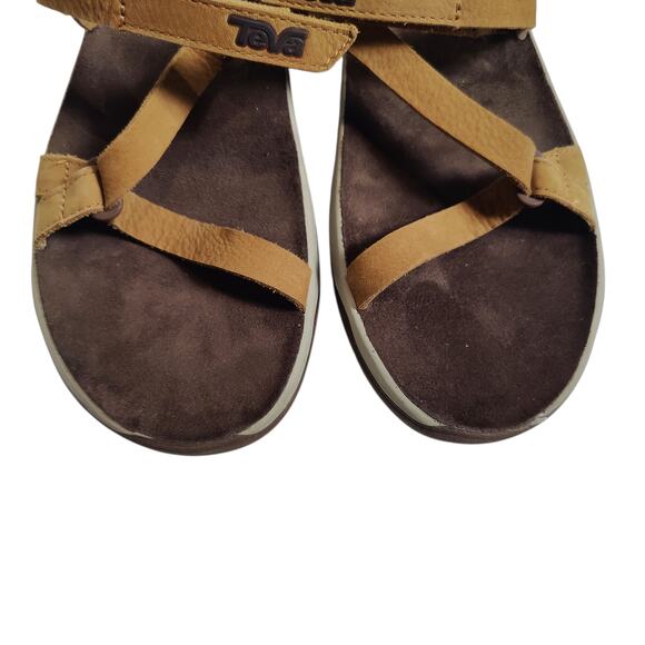 Teva Women Sz 8.5 Elzada Slide Sandal Pecan Tan Leather Athletic Outdoor - Picture 3 of 9